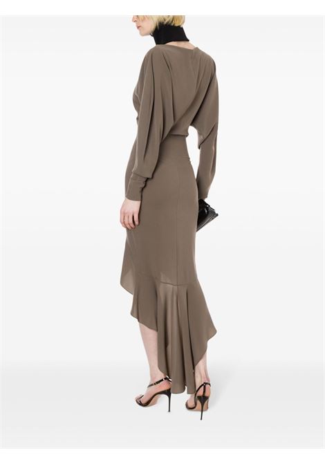 Taupe Draped asymmetric midi dress Philosophy di Lorenzo Serafini - women PHILOSOPHY DI LORENZO SERAFINI | 041857190428